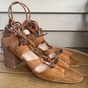 Steve Madden Chestnut Suede Sandals Lace Up Gladiator Chunky Heel Women’s Size 9
